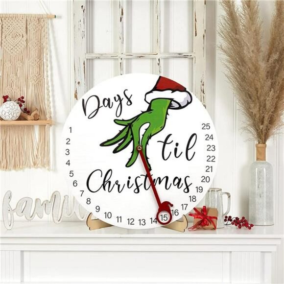 2022 Christmas Countdown Advent Calendar | 12'' Wooden Christmas Wreath - Picture 2 of 6